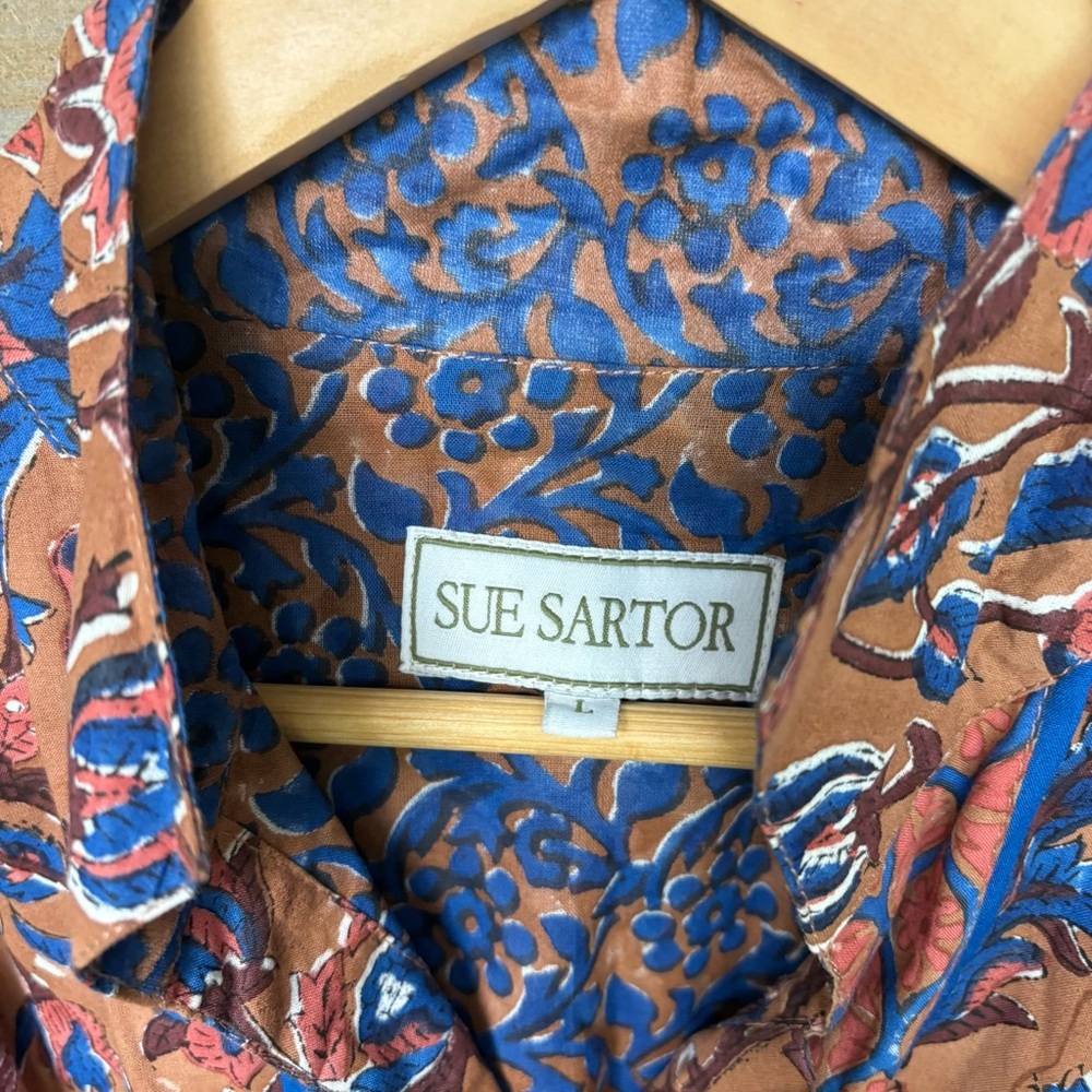 Sue Sartor x Anthropologie Flounce Shorty Dress Floral Boho Preppy Womens L - Picture 4 of 7